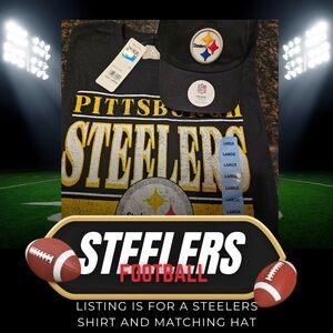 NFL Men's Short Sleeve Steelers Tee--LG Clean Up Fan Favorite Cap-- One Size Blk